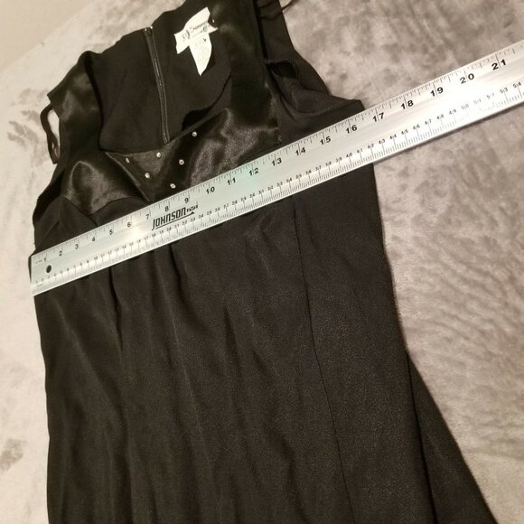 D. J. Summers Womens Size 12 Black Square Neck Sleeveless Midi Dress Side Slit - Picture 5 of 7